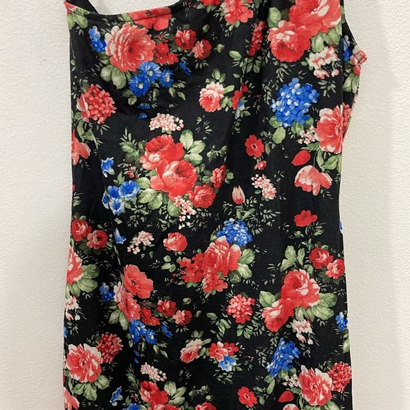 Black Floral Forever 21 One Shoulder Bodycon Dress - Picture 5 of 5
